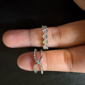 Elegant Silver Diamond Ring Set